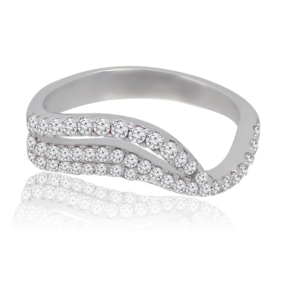Curved Wave CZ Ring